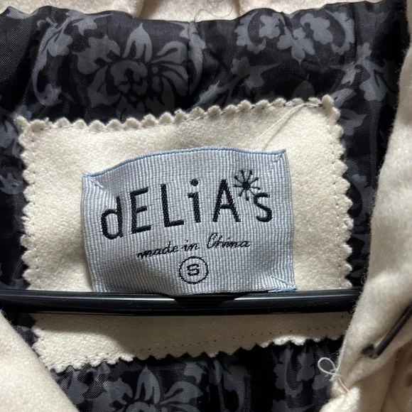 dELiA*s Women's Cream Pea Coat - Picture 7 of 9